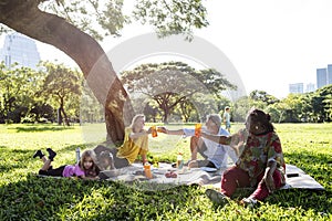 Family Picnic Outdoors Togetherness Relaxation