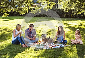 Family Picnic Outdoors Togetherness Relaxation Concept