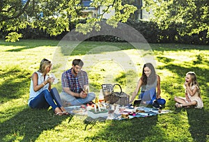 Family Picnic Outdoors Togetherness Relaxation Concept