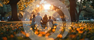 Family picnic in a sunny park