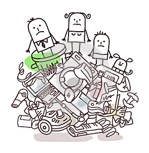 Family on a pile of garbage