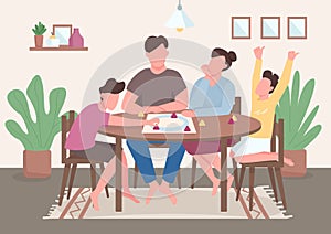 Family play board game flat color vector illustration photo