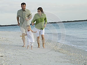 Family playing on beach