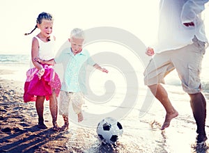 Family playing beach Happiness Relation Concept