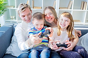 Family playing console