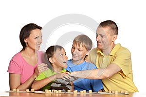 Family playing loto together photo