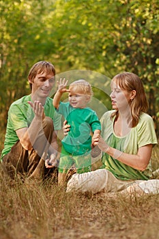 Family playing in nature