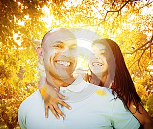 Family Playing Outdoors Children Autumn Concept