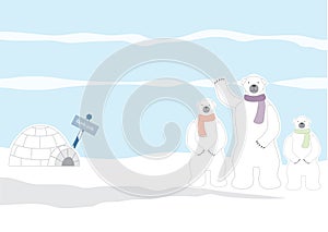 Family polar bear and igloo,Vector illustrations
