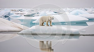 Family of polar bears standing on snow