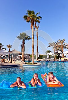 Family in the pool