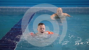 family in the pool