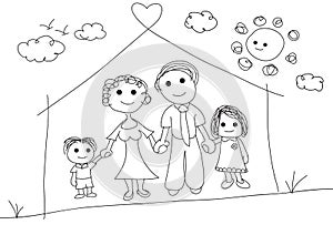 Family Portrait Scribble Doodle Sketch Drawing Illustration