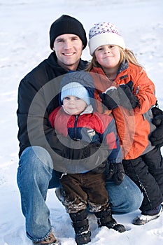 Family portrait in the snow