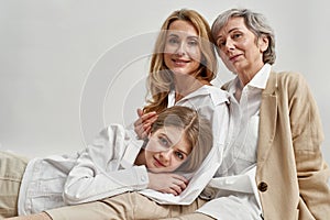 Family portrait of three generations of women