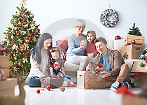 Family preparing for Christmas