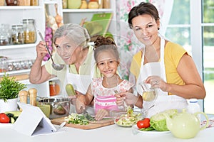 Family preparing dinner