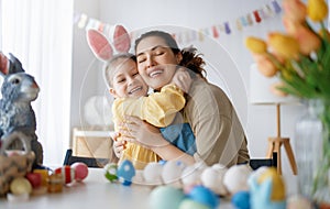 family preparing for Easter