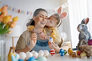 family preparing for Easter