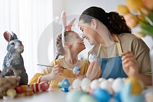 family preparing for Easter