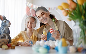 family preparing for Easter