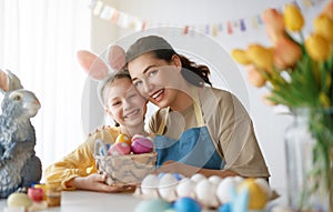 family preparing for Easter