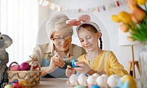 family preparing for Easter