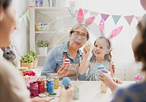 Family preparing for Easter photo