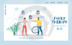 Family Psychological Therapy Flat Vector Webpage