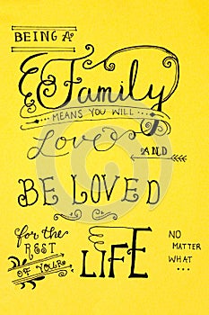 Family Quote Wording Calligraphy