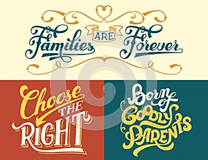 Family quotes set hand-lettering