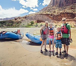 Family on a rafting trip down the Colorado River