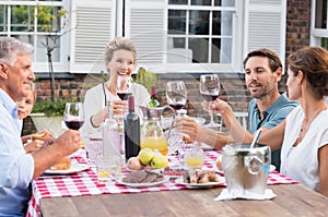 Family raising a toast