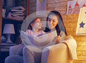 Family reading bedtime.