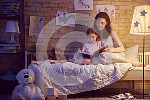 Family reading bedtime.