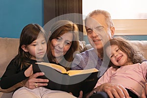 Family Reading the Bible together