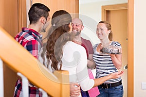 Family receiving visitors