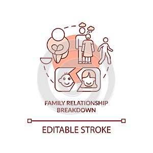 Family relationship breakdown terracotta concept icon