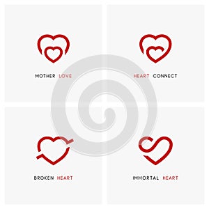 Family and relationships - love logo set
