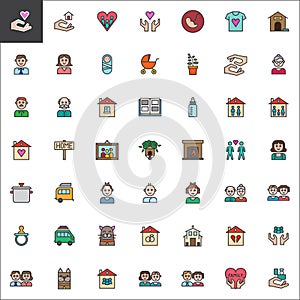 Family relatives filled outline icons set