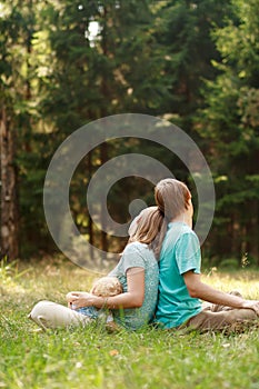 Family relax in nature