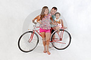 Family for retro riding bicycle