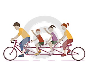 Family Riding Bicycle