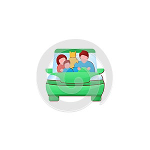 Family road trip flat icon