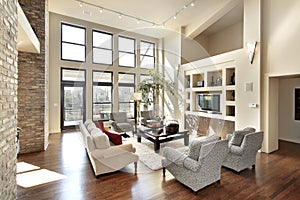 Family room in open floor plan