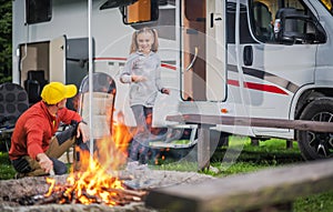 Family RV Road Trip Campsite