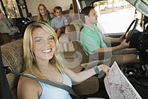 Family in RV on Summer Road Trip photo