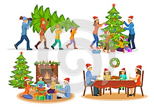 Family's Christmas New Years Winter Activities Set