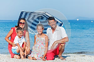 Family on a sandy beach