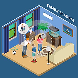 Family Scandal Isometric Composition